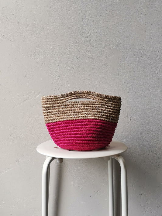 Tramae basket bag S beige melange and fuchsia
