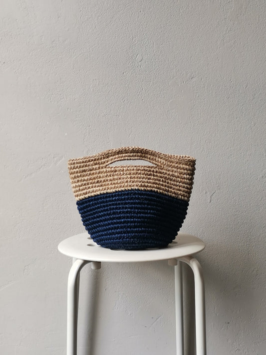 Tramae basket bag S beige melange and blue