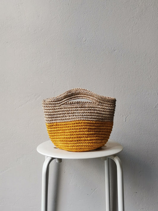 Tramae basket bag S light beige and yellow