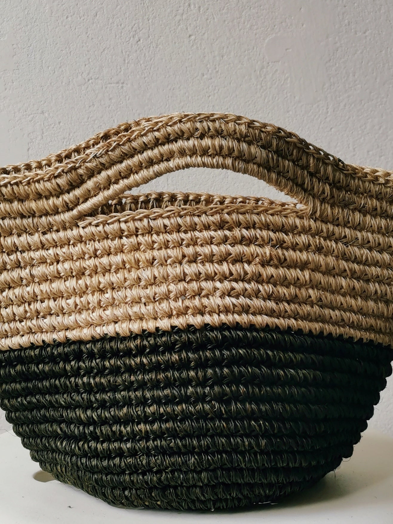 Tramae basket bag S beige melange and military green