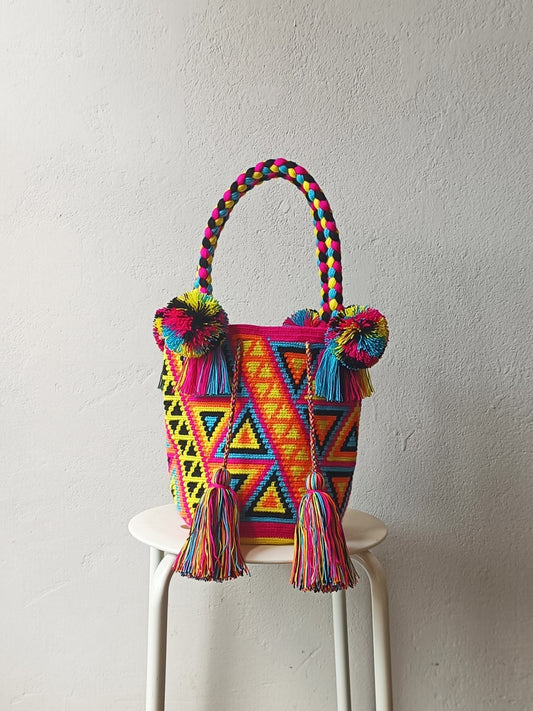 Mochila handbag M fuchsia and orange - 10 YEAR ANNIVERSARY COLLECTION