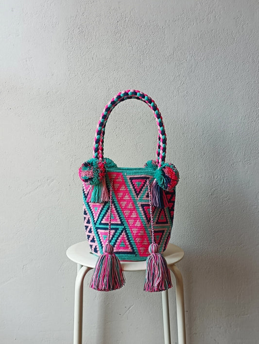 Mochila handbag M light blue and blue