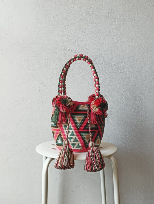 Sac à main mochila S rose foncé et vert militaire - 10 YEAR ANNIVERSARY COLLECTION