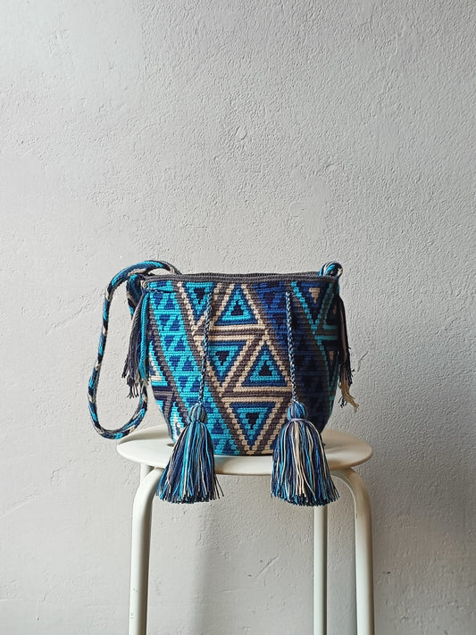 Sac avec bandoulière mochila M gris et bleu