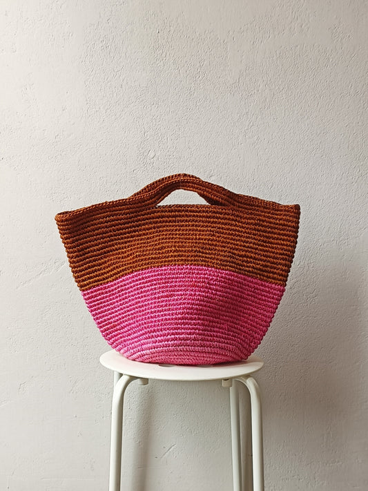 CAMPIONE - Borsa cesto Tramae L senape scuro e rosa - Limited edition