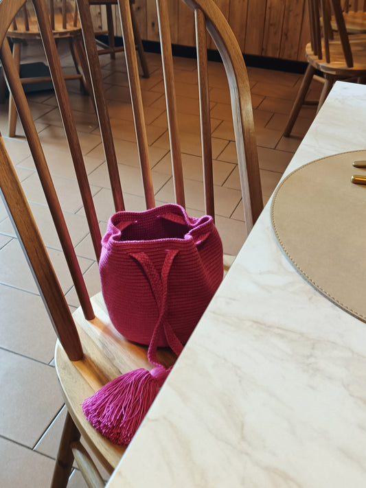 Borsa mochila a mano S monocolore ciclamino chiaro