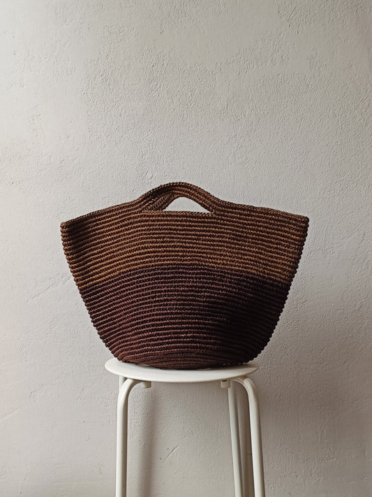 Borsa cesto Tramae L beige scuro e marrone caffè - Limited edition