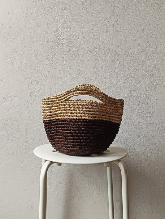 Borsa cesto Tramae S beige melange e marrone caffè