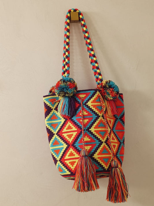 Mochila shoulder bag L purple and yellow