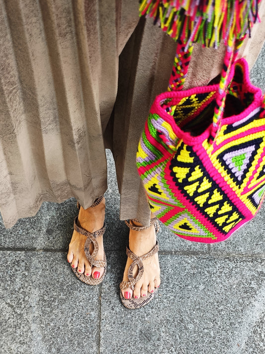 Sac à main mochila S rouge-rose et jaune