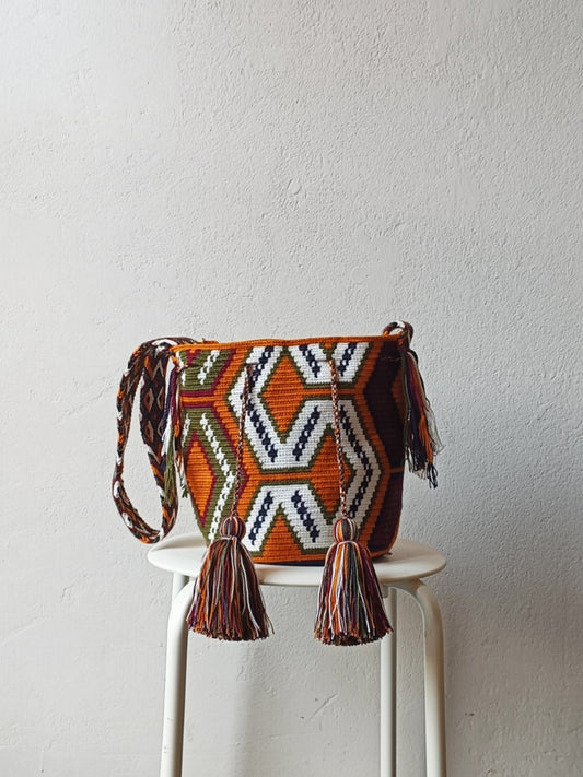 Sac avec bandoulière mochila M jaune moutarde et bordeaux