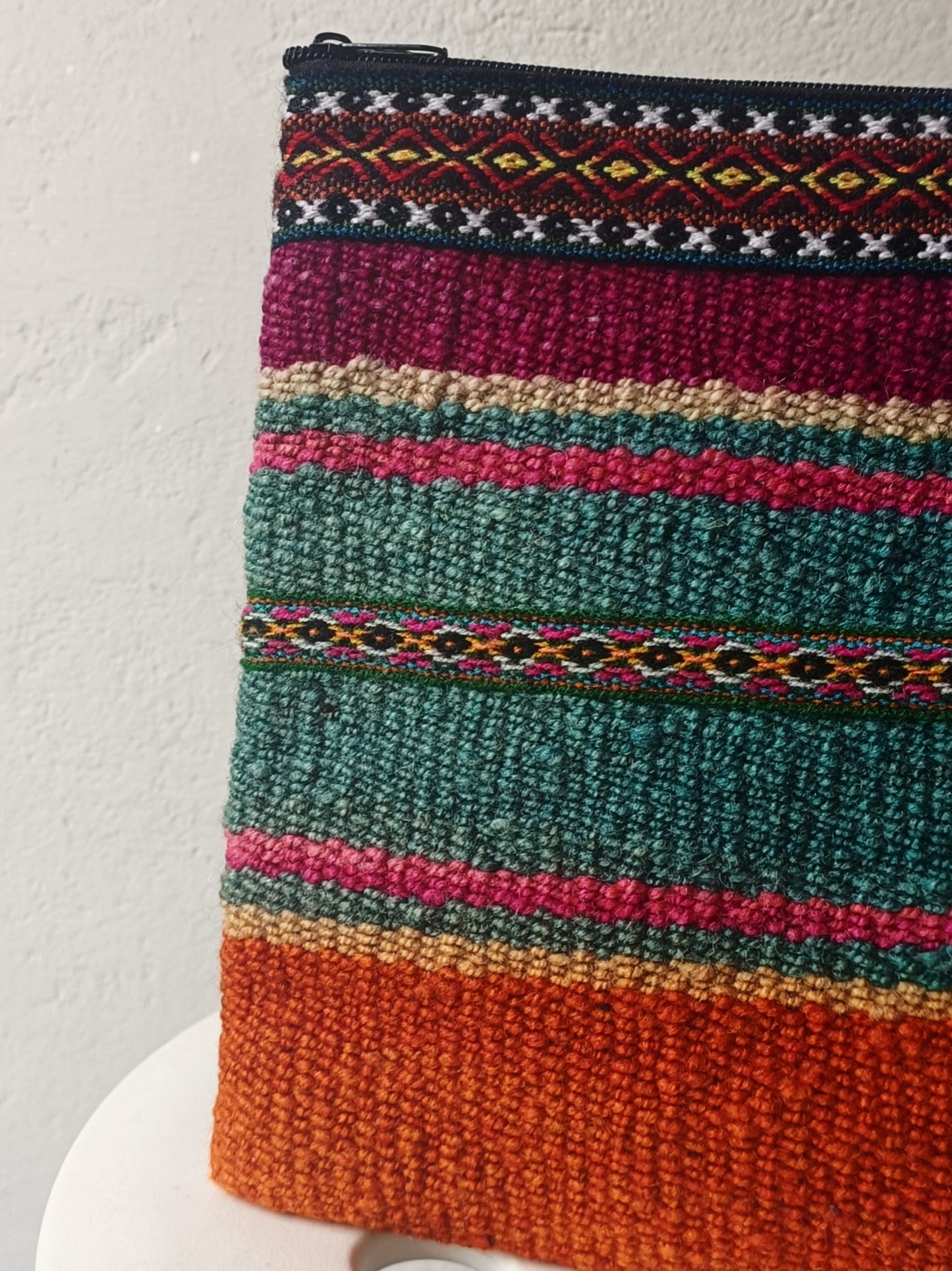 Borsa pochette Antique L azzurra e arancione