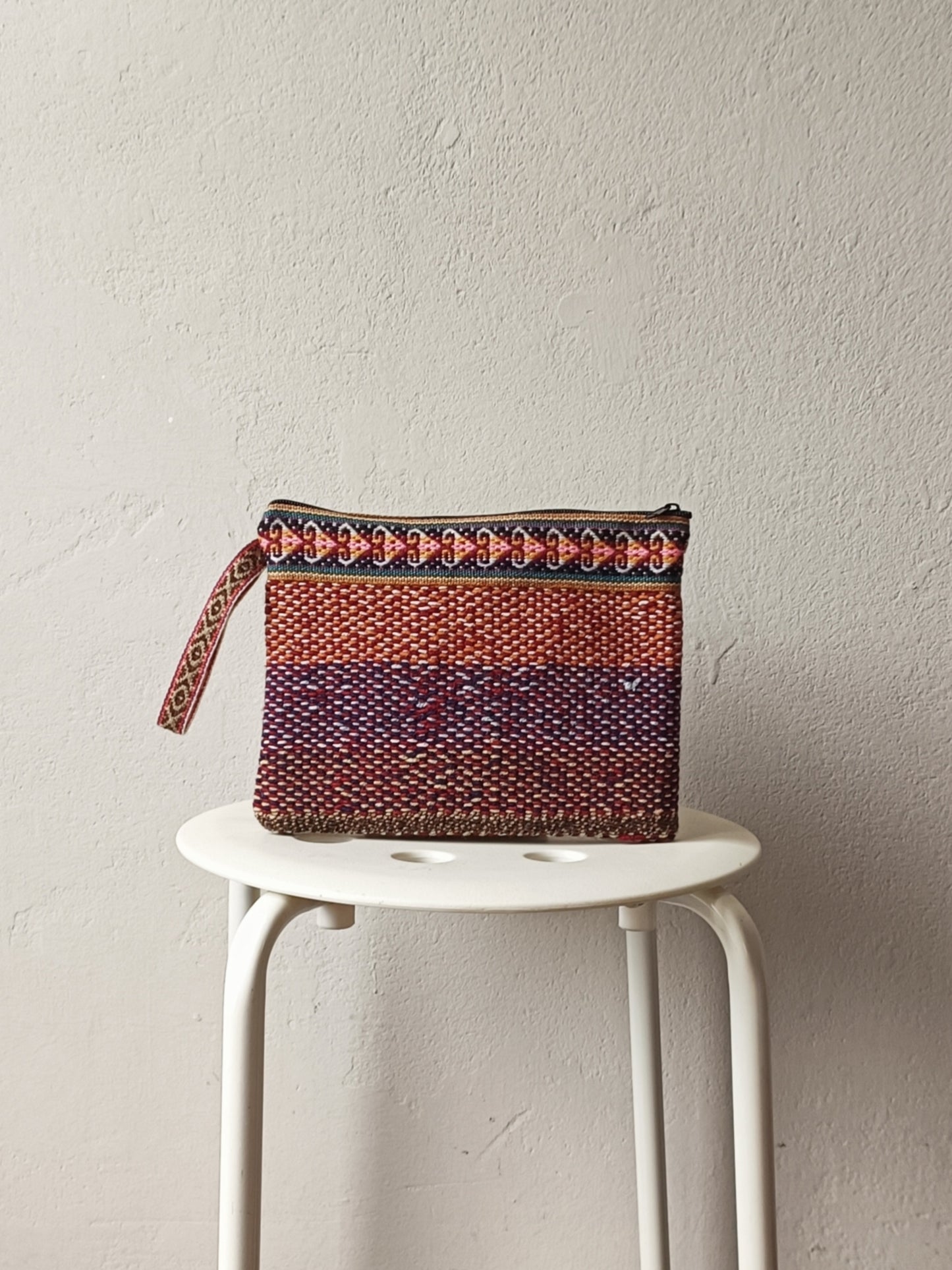 Antique clutch bag with handle S grey and pink