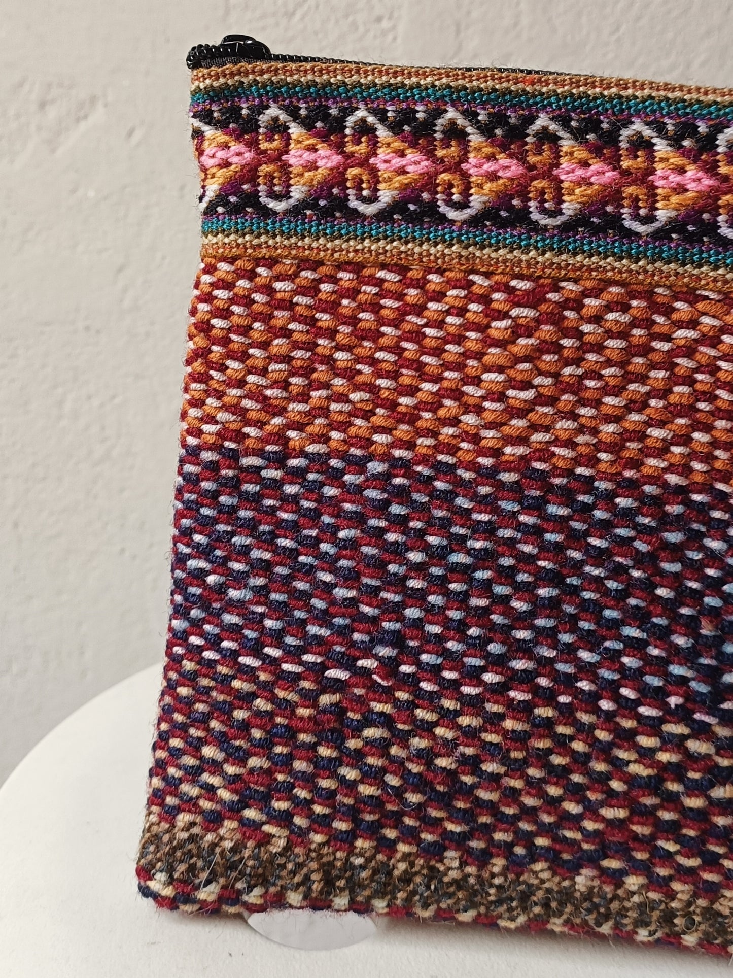 Antique clutch bag with handle S grey and pink