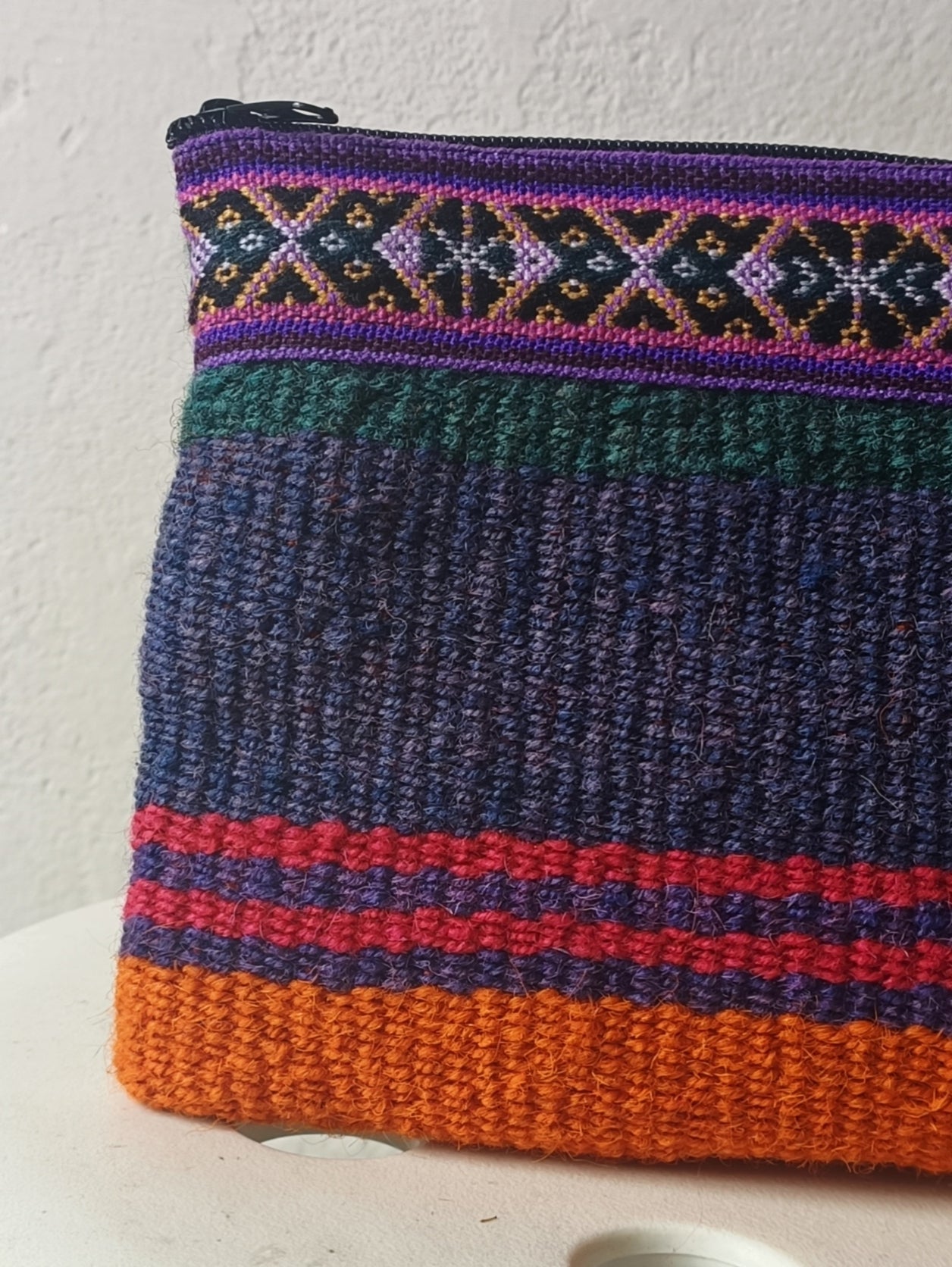 Borsa pochette Antique S viola e arancione