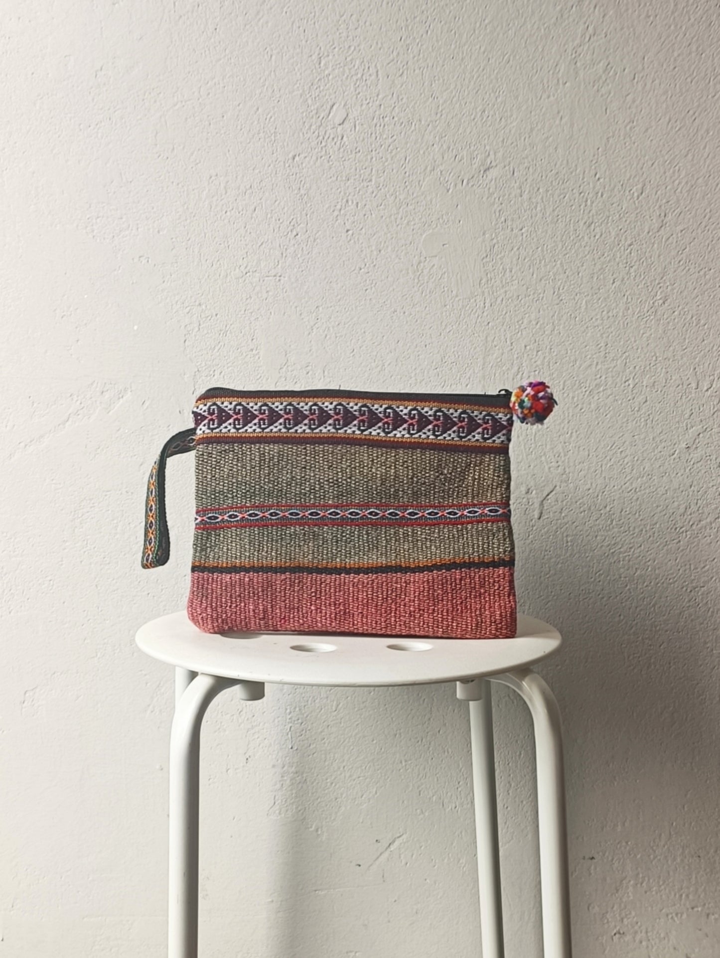 Borsa pochette Antique S grigia e rosa