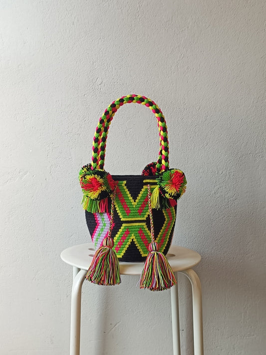 Mochila handbag S black and green