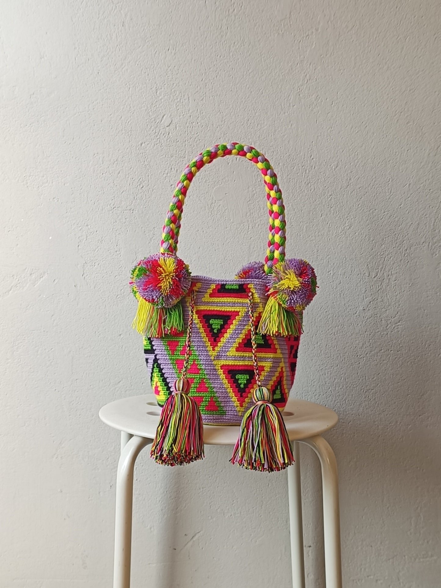 Mochila handbag S lilac and yellow