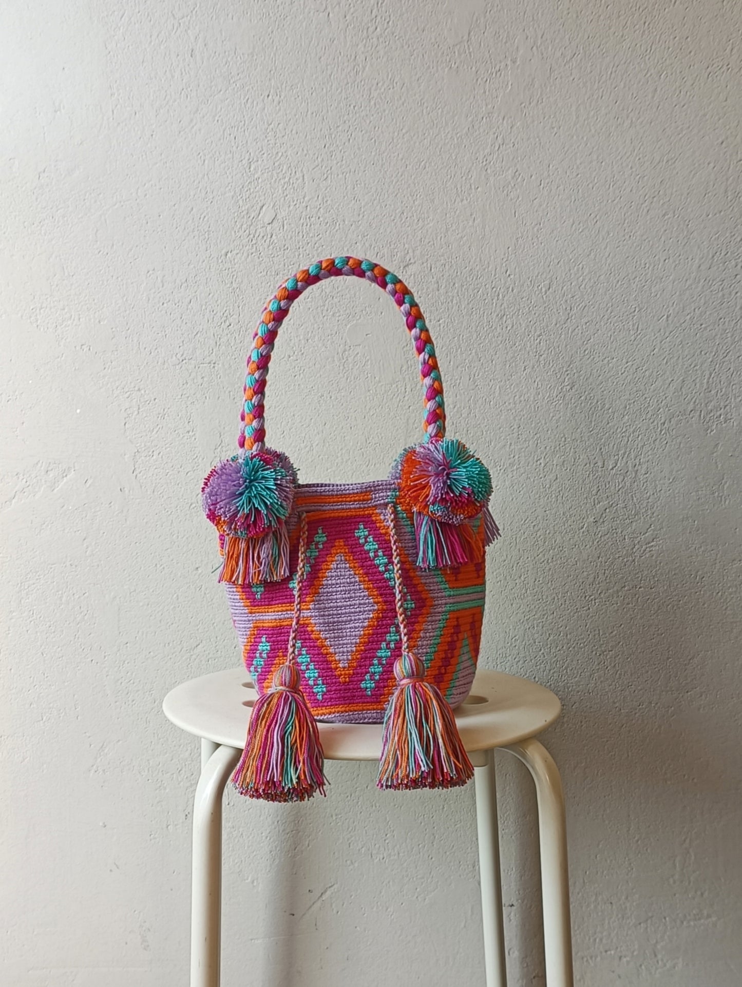 Mochila handbag S lilac and light blue