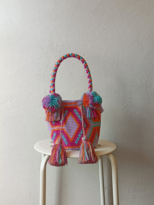 Mochila handbag S lilac and light blue