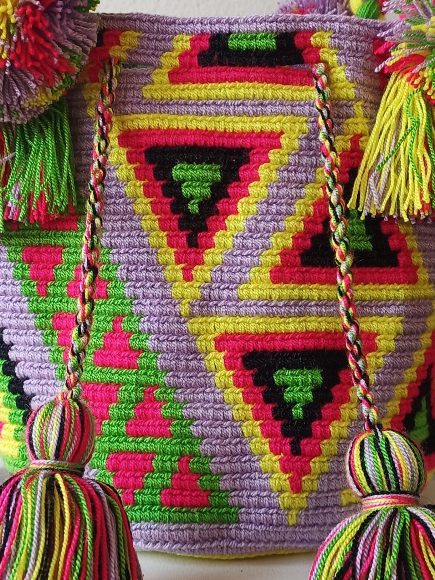 Mochila handbag S lilac and yellow