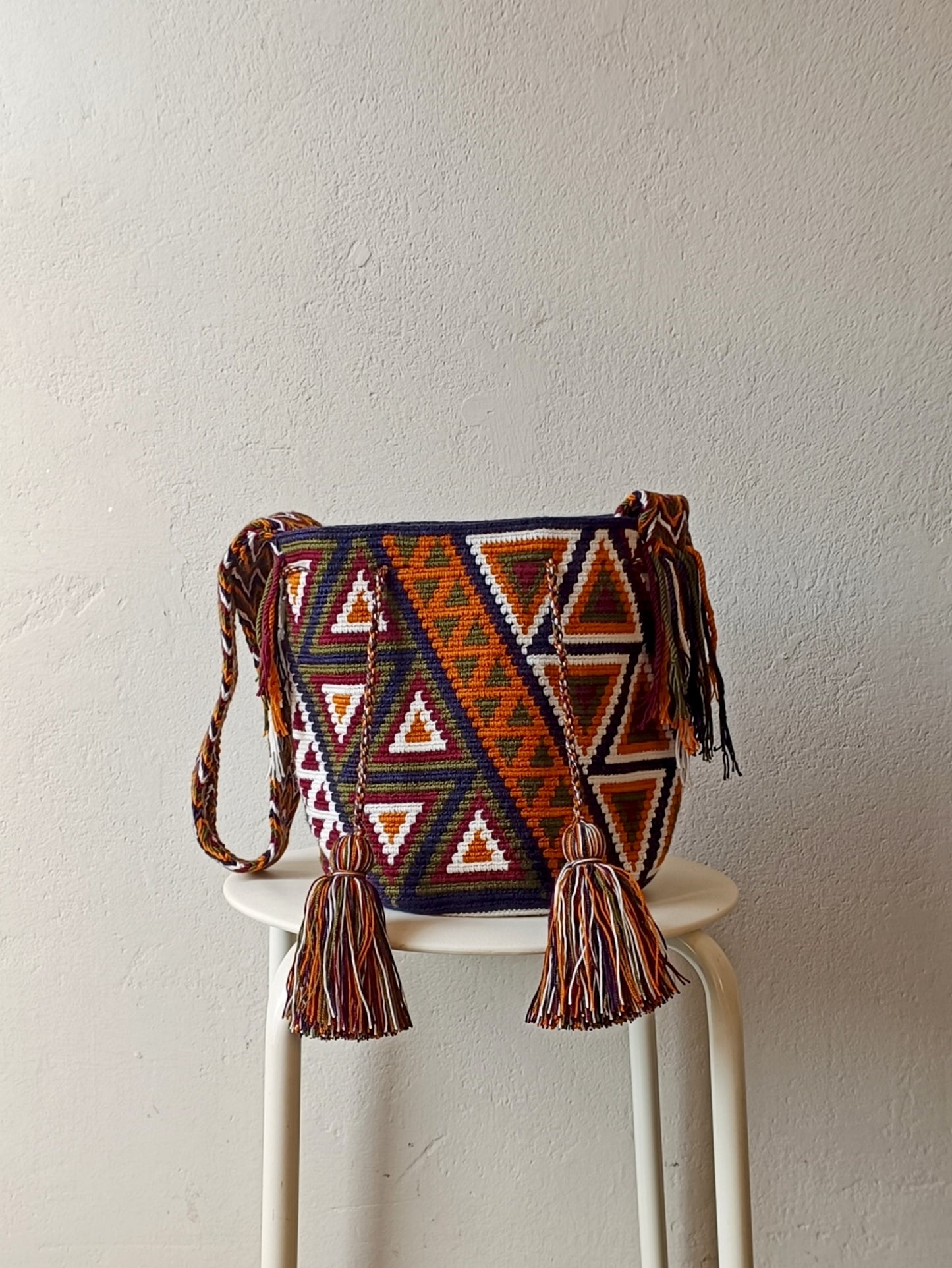 Borsa mochila a tracolla M giallo senape e verde