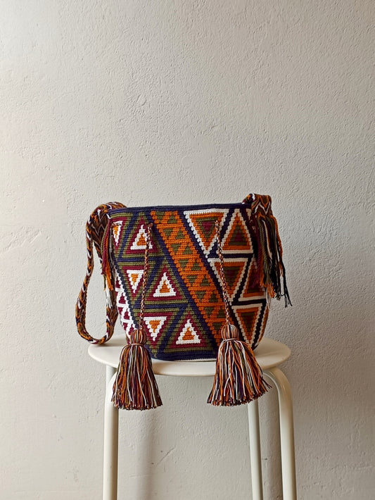 Borsa mochila a tracolla M giallo senape e verde