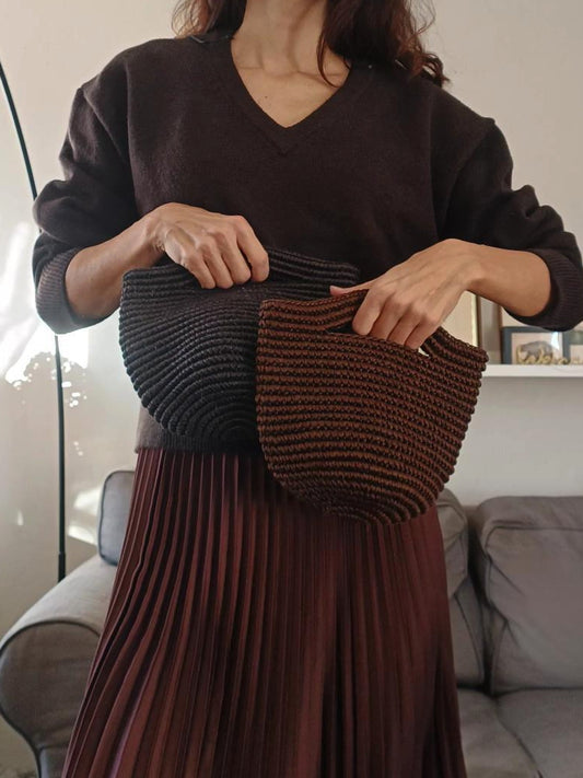 Borsa cesto Tramae S marrone caffè