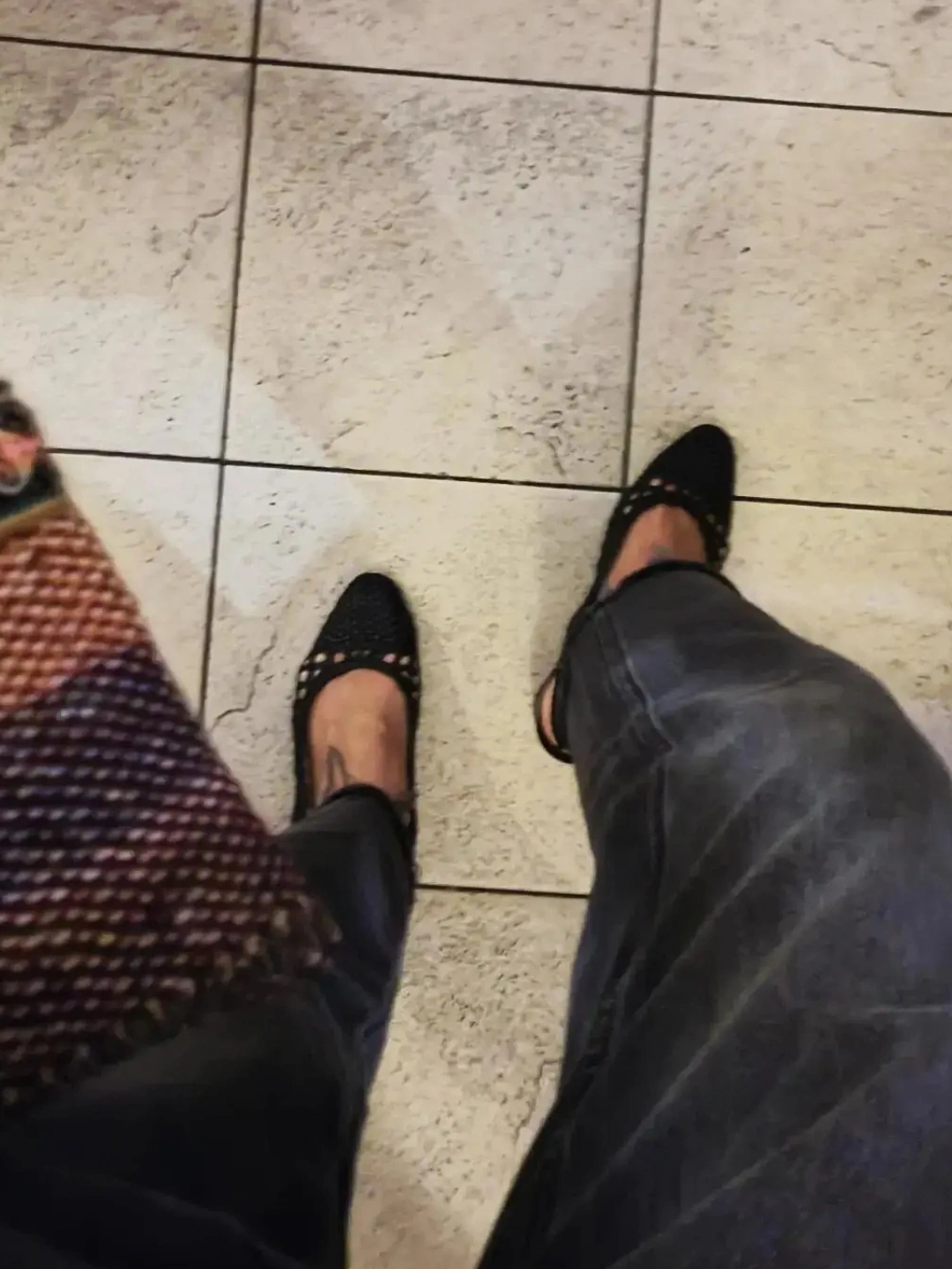 Antique clutch bag with handle S grey and pink