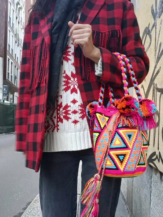 Borsa mochila a mano M fucsia e arancione - 10 YEAR ANNIVERSARY COLLECTION