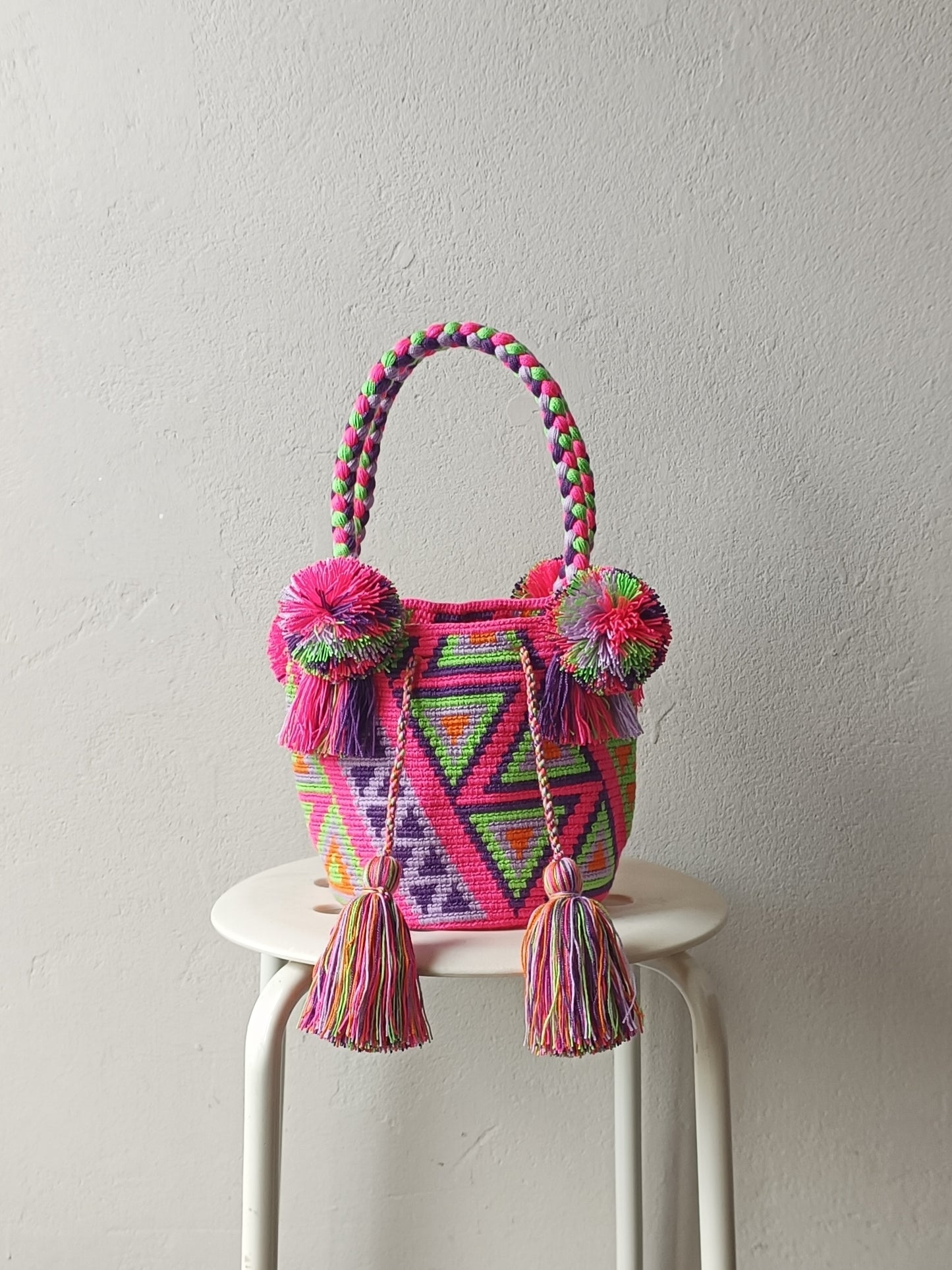 Sac à main mochila S rose vif et vert