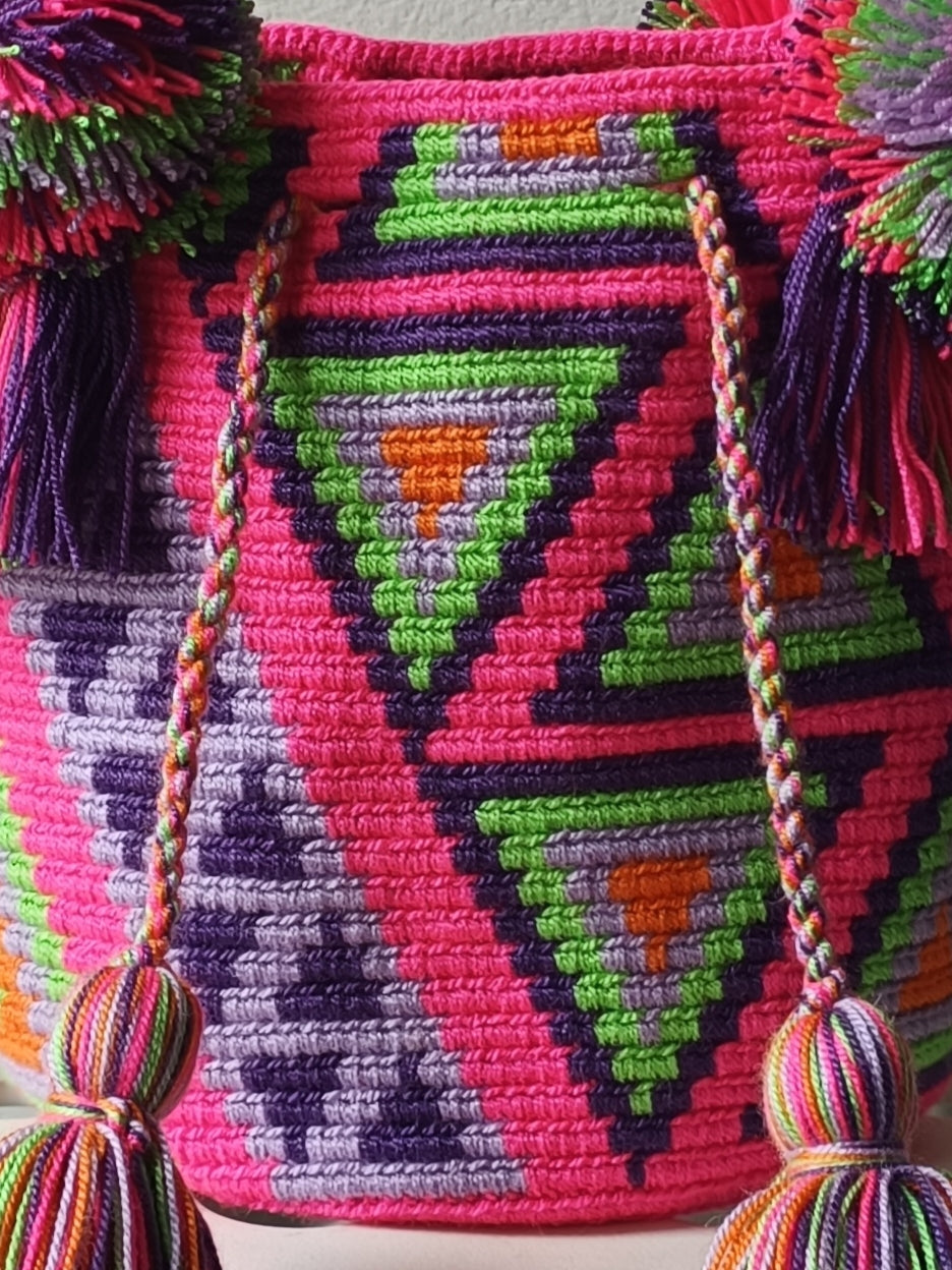 Sac à main mochila S rose vif et vert