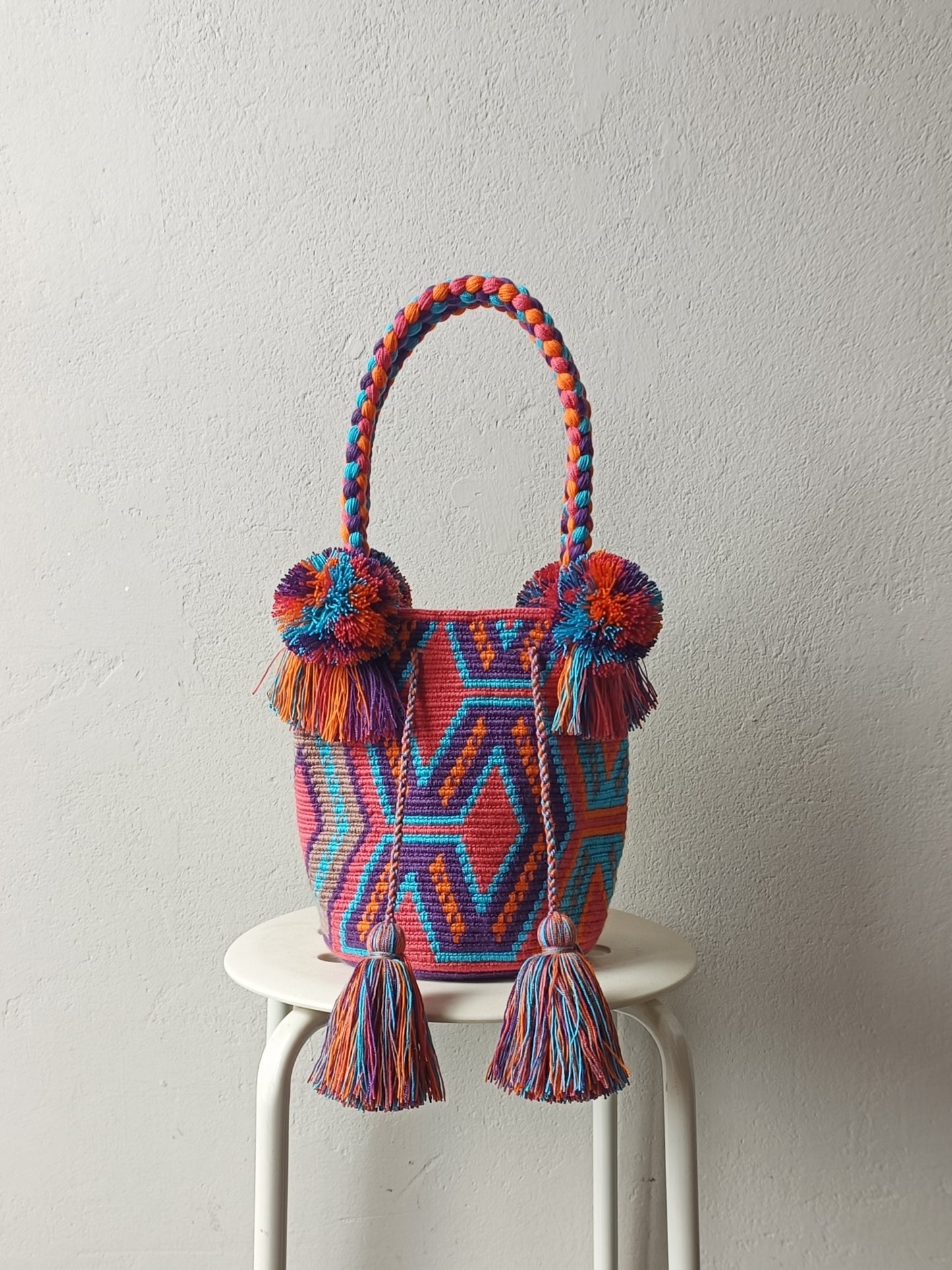 Sac à main mochila M orange et violet