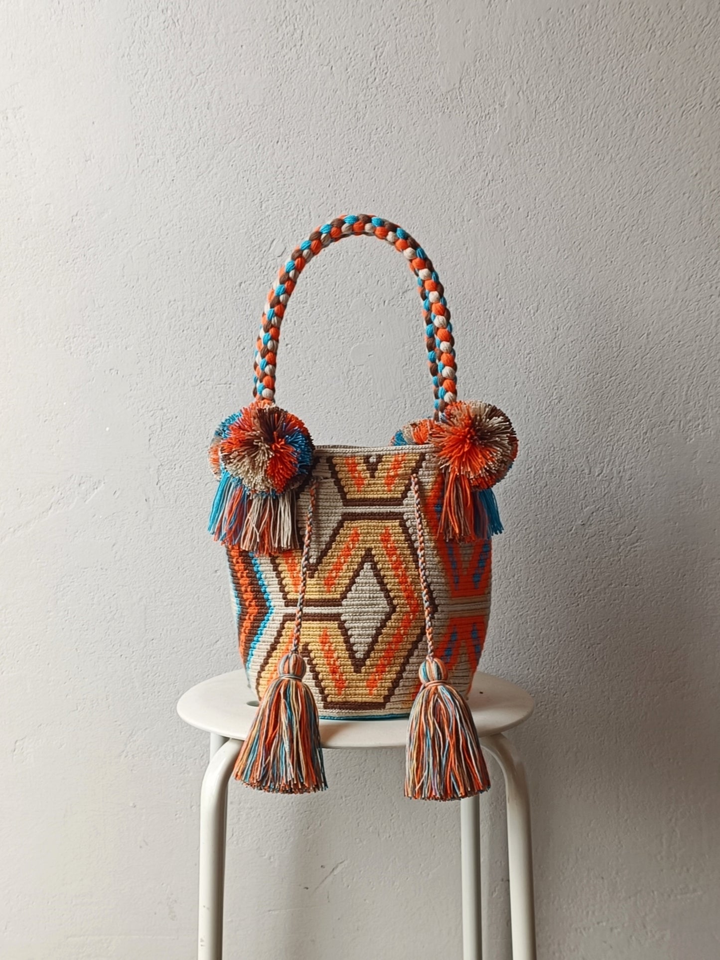 Sac à main mochila M beige et orange