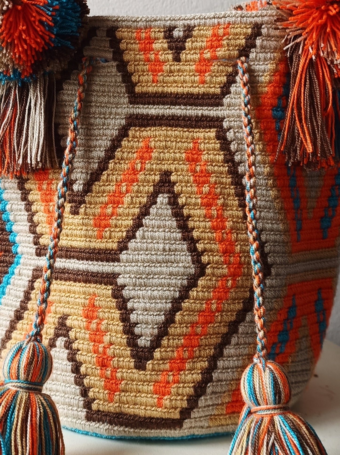 Sac à main mochila M beige et orange