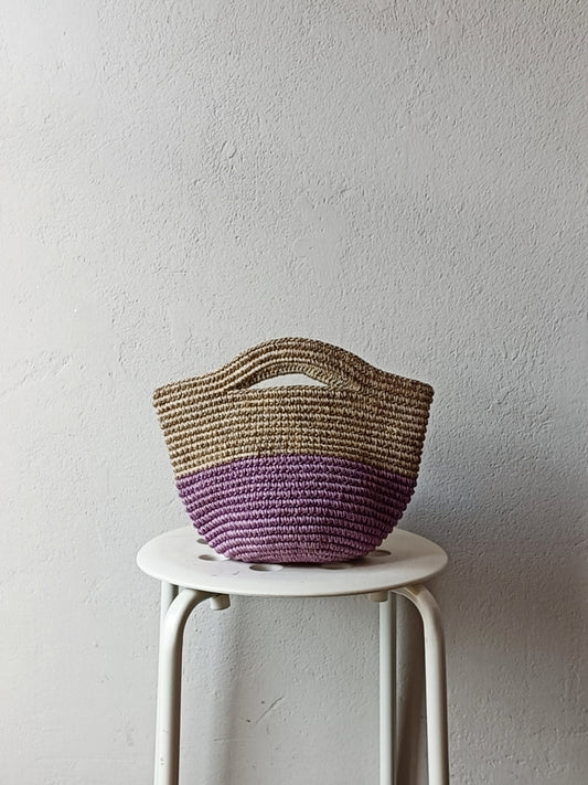 Tramae basket bag S beige melange and lilac