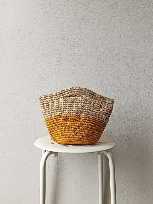 Tramae basket bag S beige melange and mustard yellow