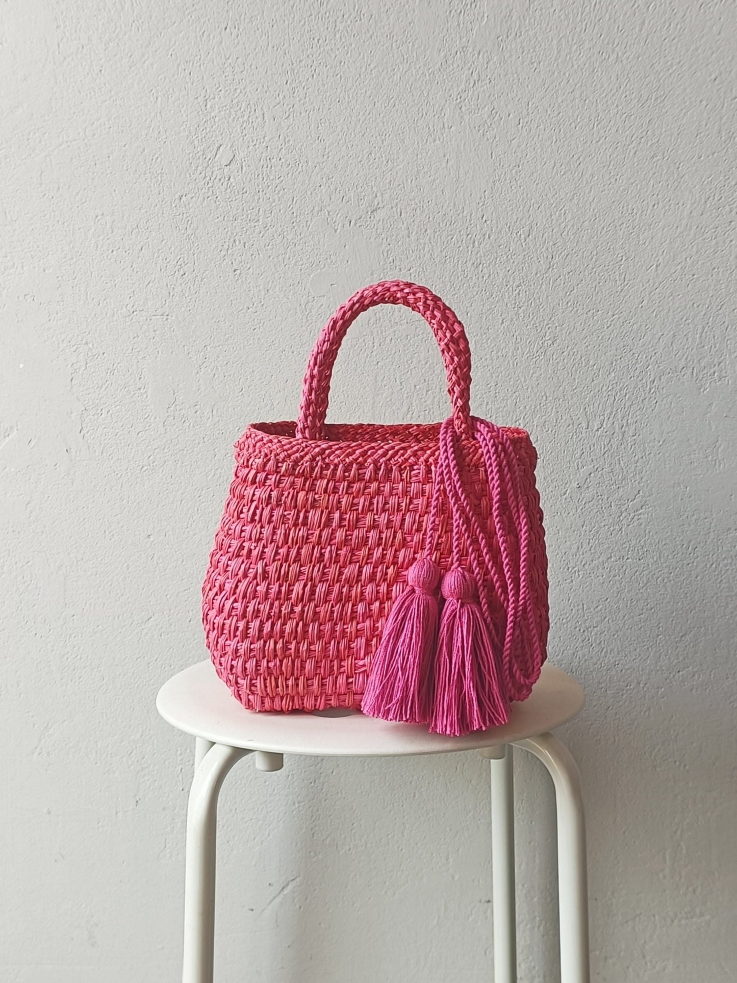 Cali basket bag S pink with strap