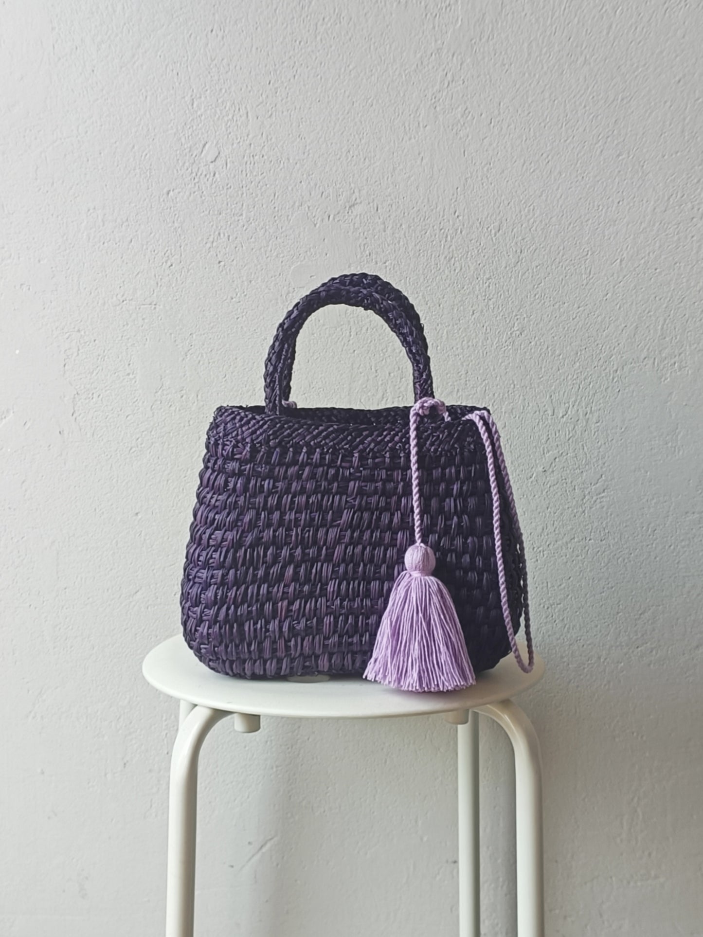 Cali basket bag S dark purple with strap