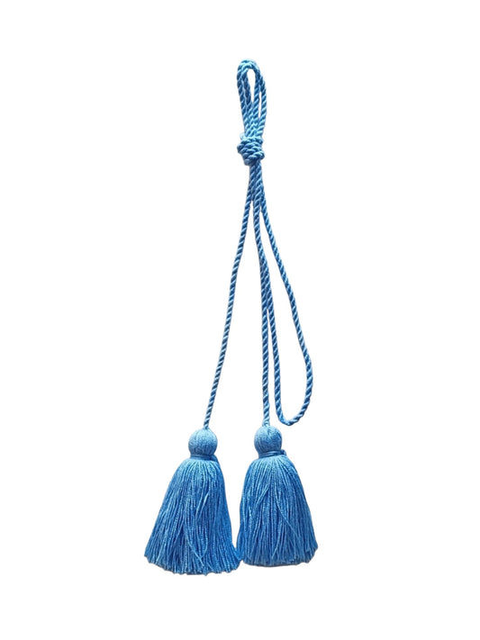 Bandoulière avec pompons celeste bleu clair