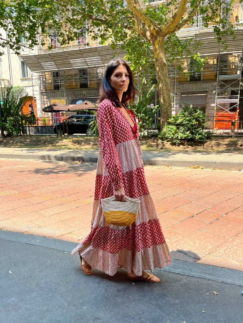 Sac panier Tramae S mélange beige et jaune moutarde