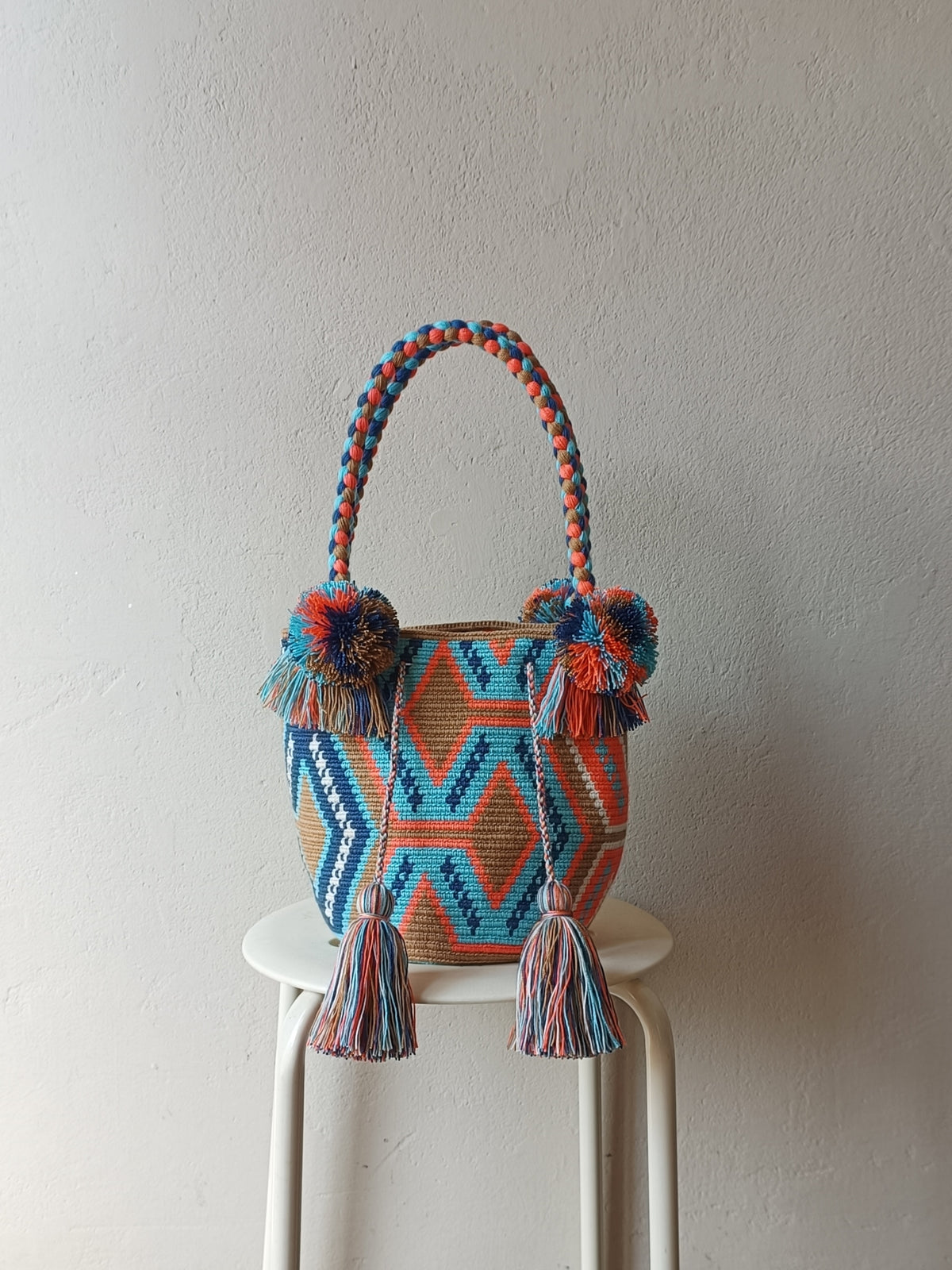 Sac à main mochila M beige et rose saumon