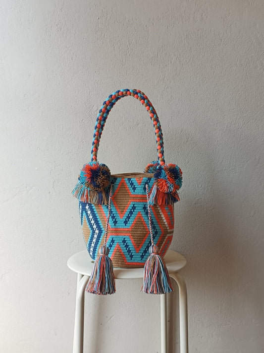 Sac à main mochila M beige et rose saumon
