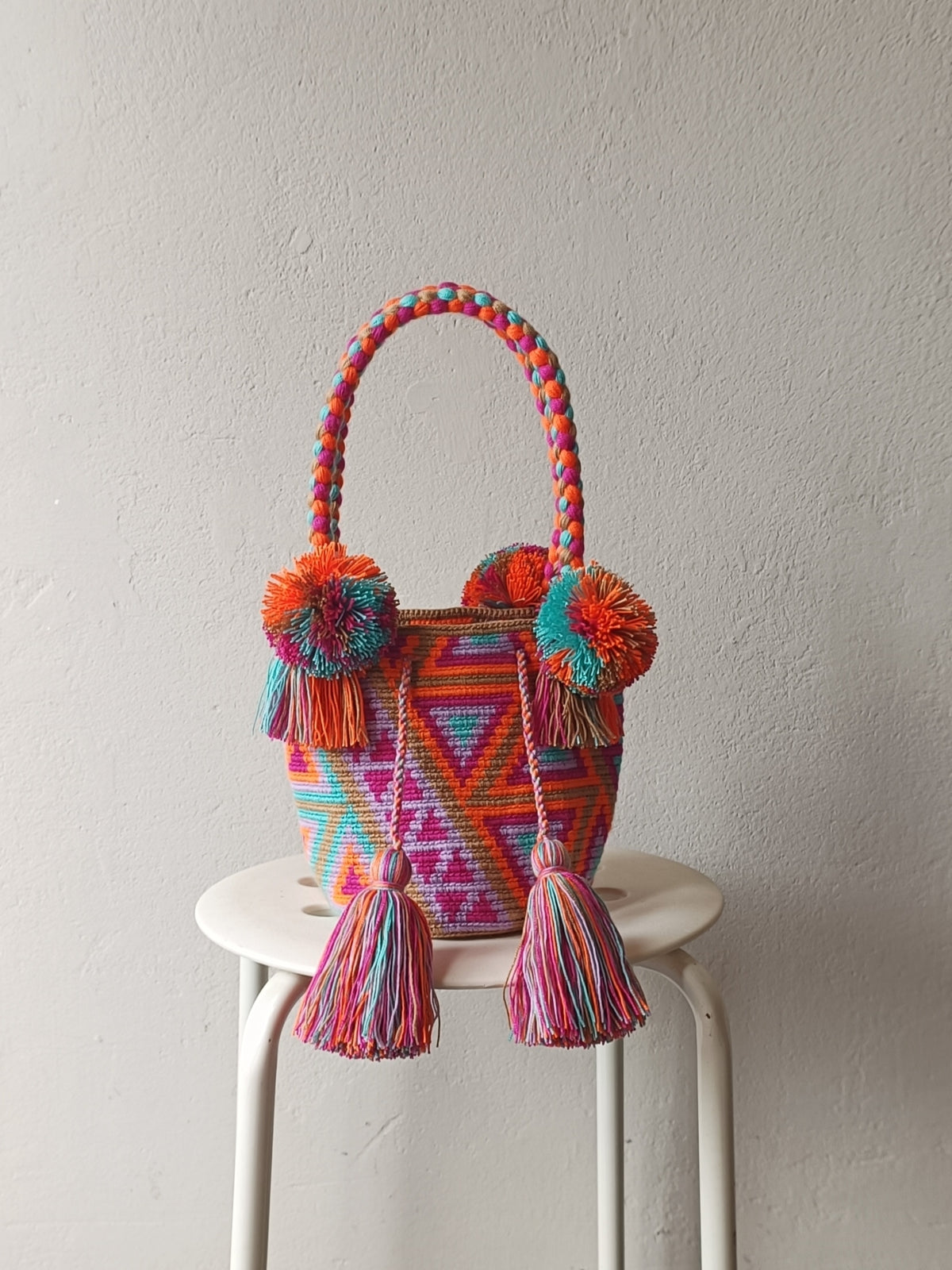 Sac à main mochila S beige et orange