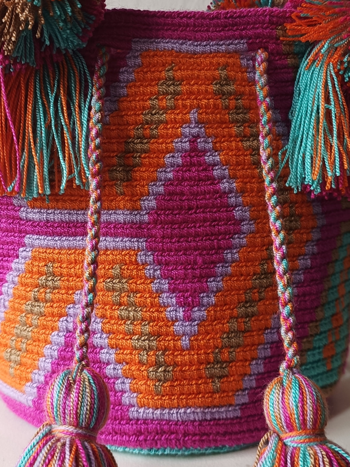 Borsa mochila a mano S rosa ciclamino e azzurra