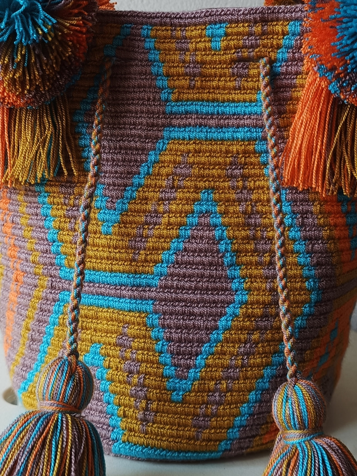 Borsa mochila a mano M beige e arancione