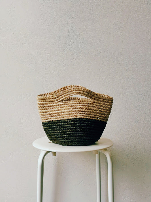Tramae basket bag S beige melange and military green