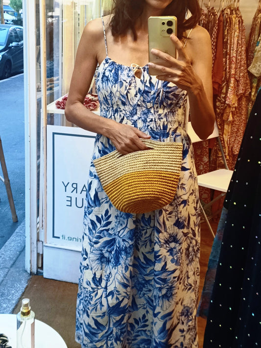 Sac panier Tramae S mélange beige et jaune moutarde