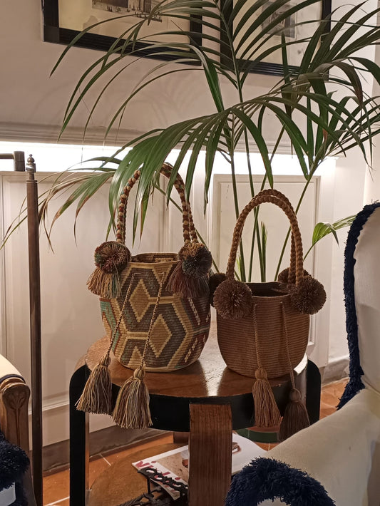 Sac à main mochila M beige et vert