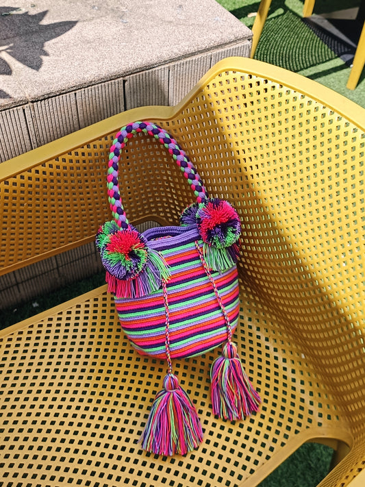 Borsa mochila a mano S lilla e colori vari